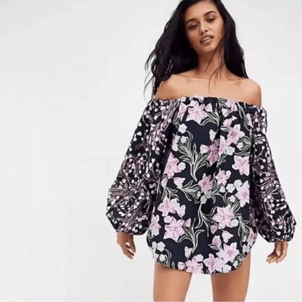 Free People Gardenia Blouse in Black with Pockets